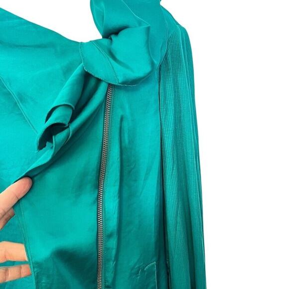 INC International Concepts Satin Long Sleeve Moto Jacket Asymmetrical Green 2X - Picture 6 of 16